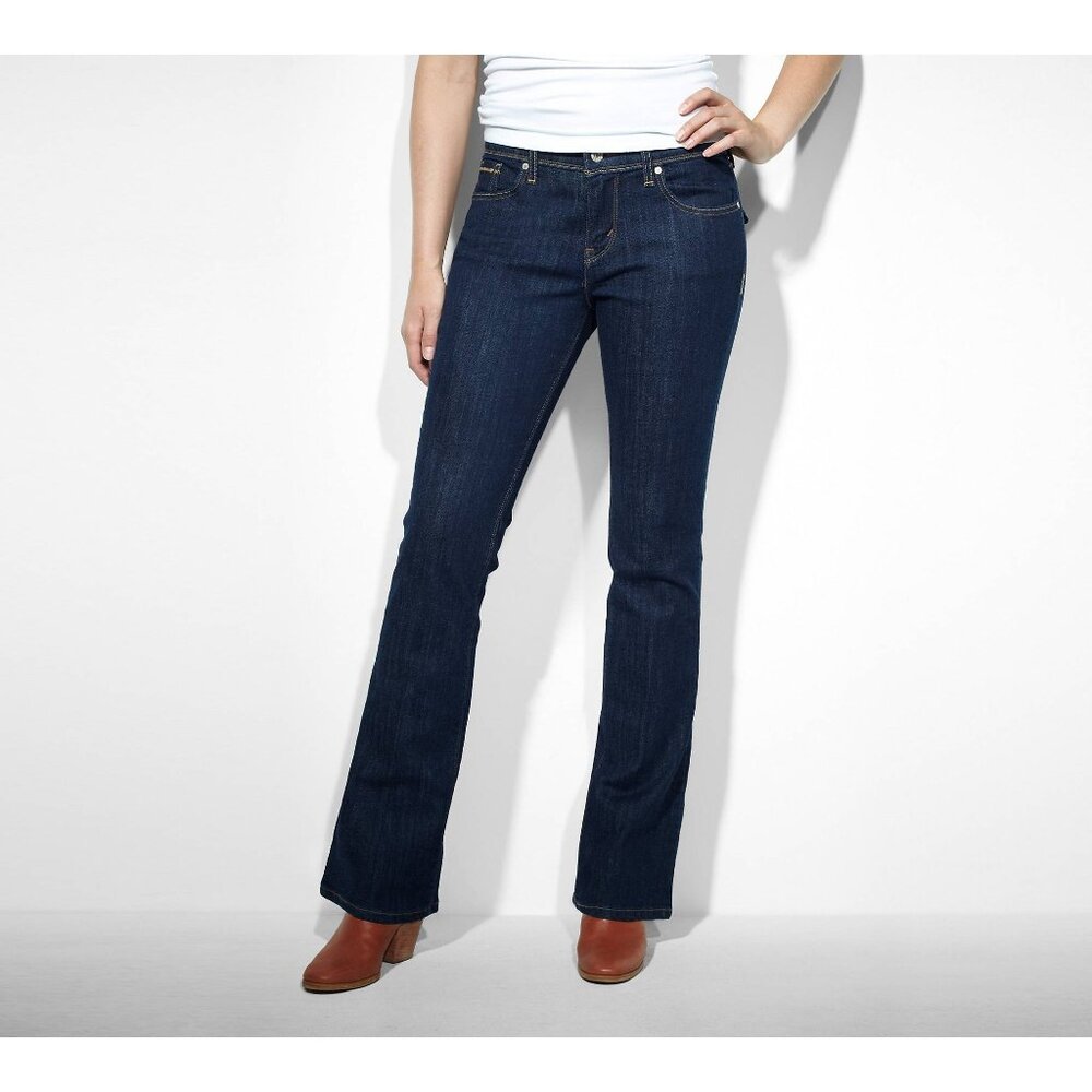Levis 515 Bootcut Jeans Womens 14 Dark Wash Blue Mid Rise Stretch Denim Western